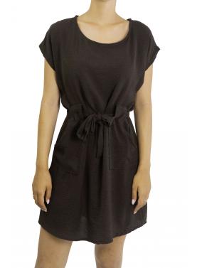 Vestito corto con fiocco girocollo